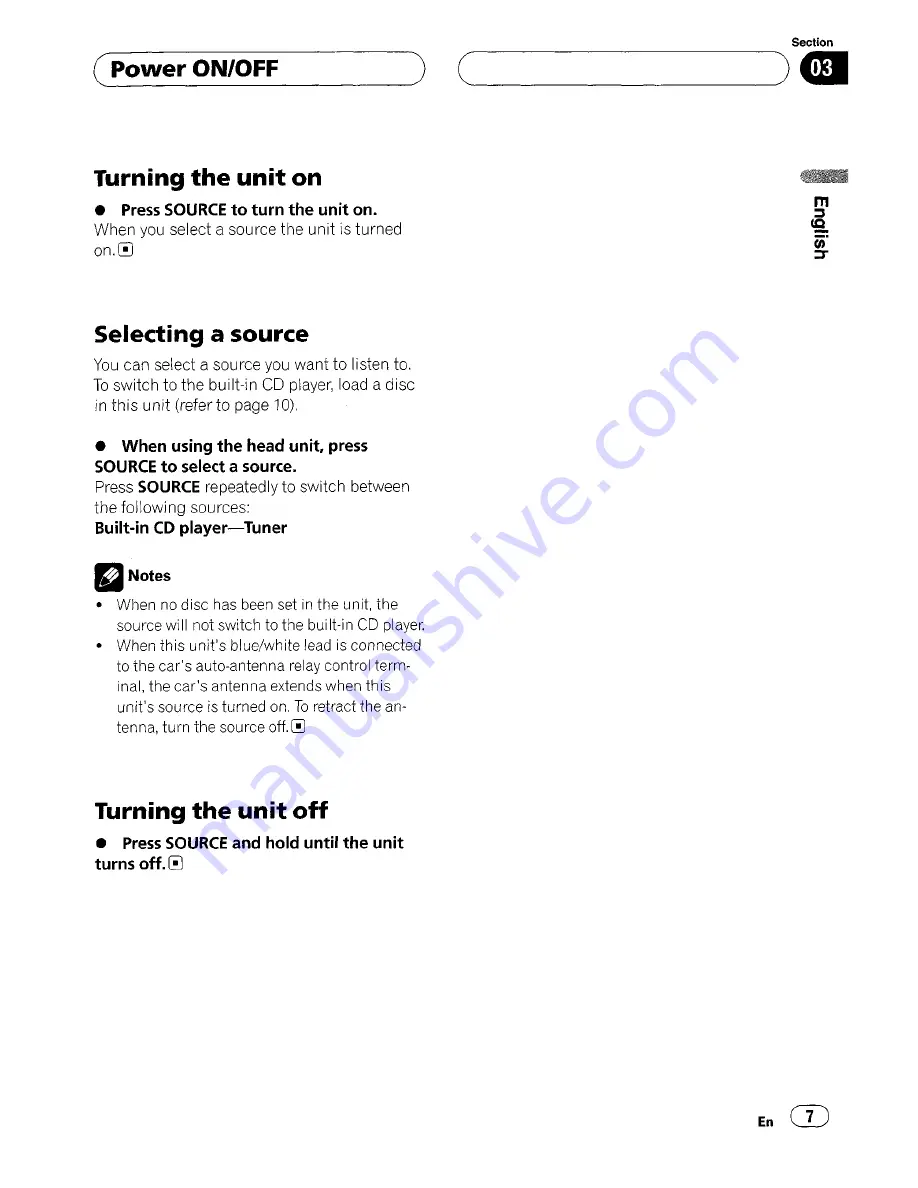 Pioneer Super Tunet IIID DEH-16 Operation Manual Download Page 7