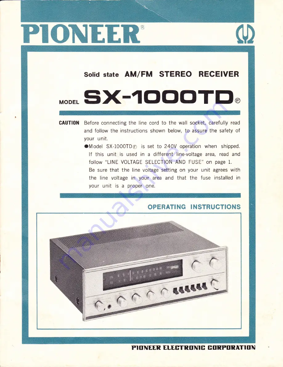 Pioneer SX-1000TD Скачать руководство пользователя страница 1