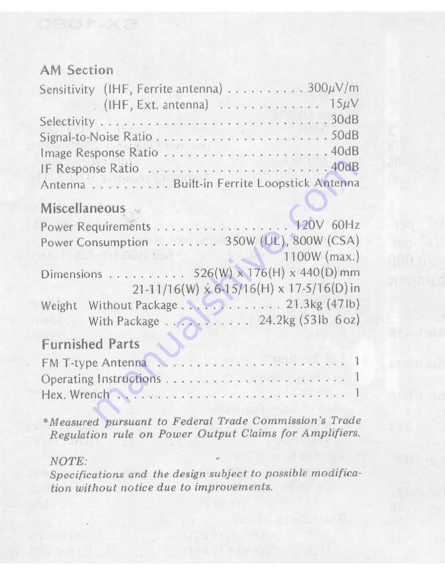 Pioneer SX-1080 Service Manual Download Page 5