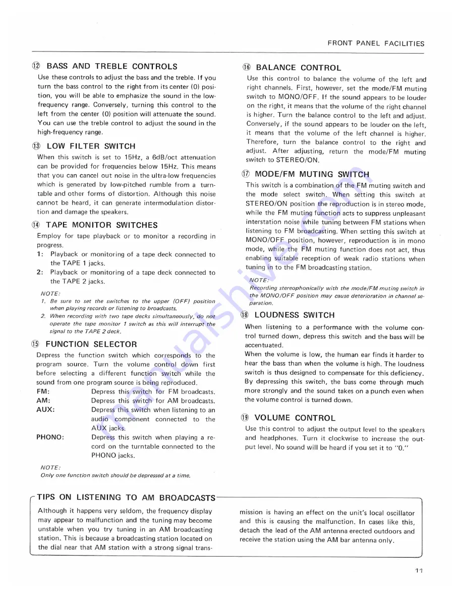 Pioneer SX-3700 Operating Instructions Manual Download Page 11