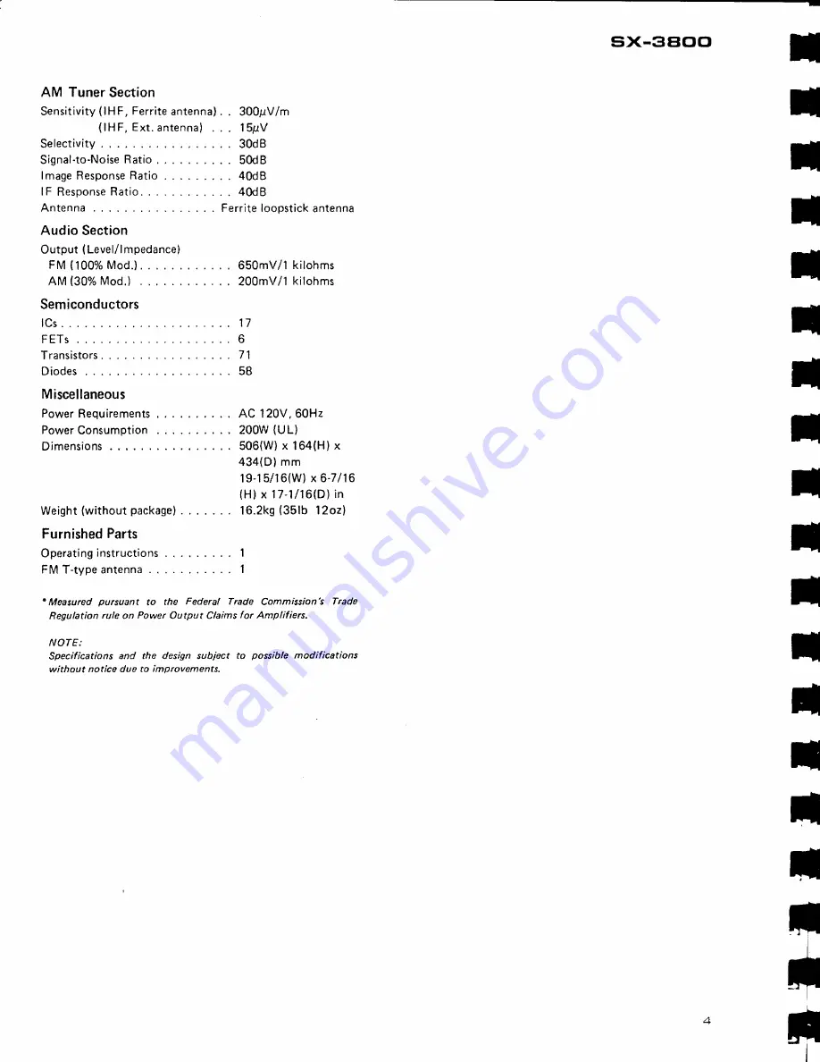 Pioneer SX-3800 Service Manual Download Page 4