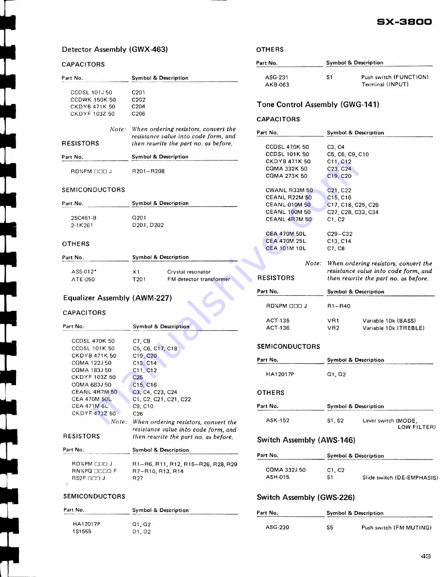 Pioneer SX-3800 Service Manual Download Page 43