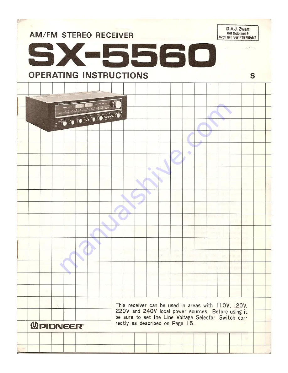 Pioneer SX-5560 Operating Instructions Manual Download Page 1