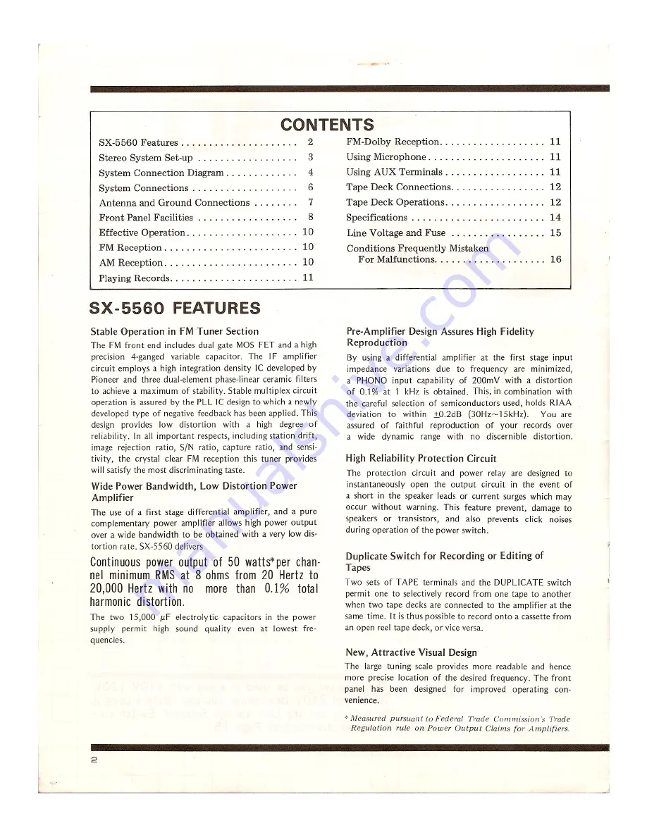 Pioneer SX-5560 Operating Instructions Manual Download Page 2