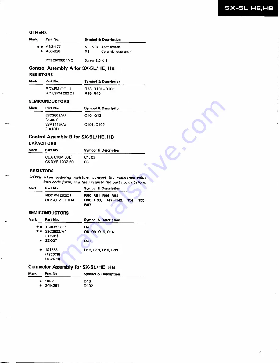 Pioneer SX-57HB Service Manual Download Page 7