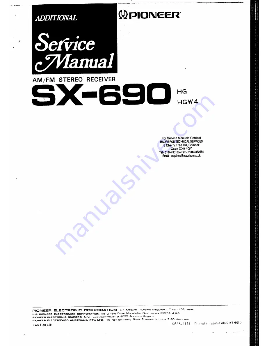 Pioneer SX-690 Service Manual Download Page 1