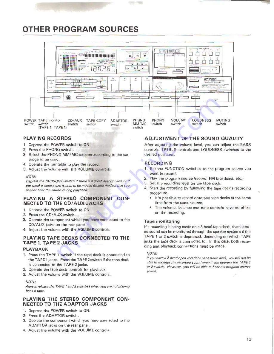 Pioneer SX-V90 Operating Instructions Manual Download Page 14