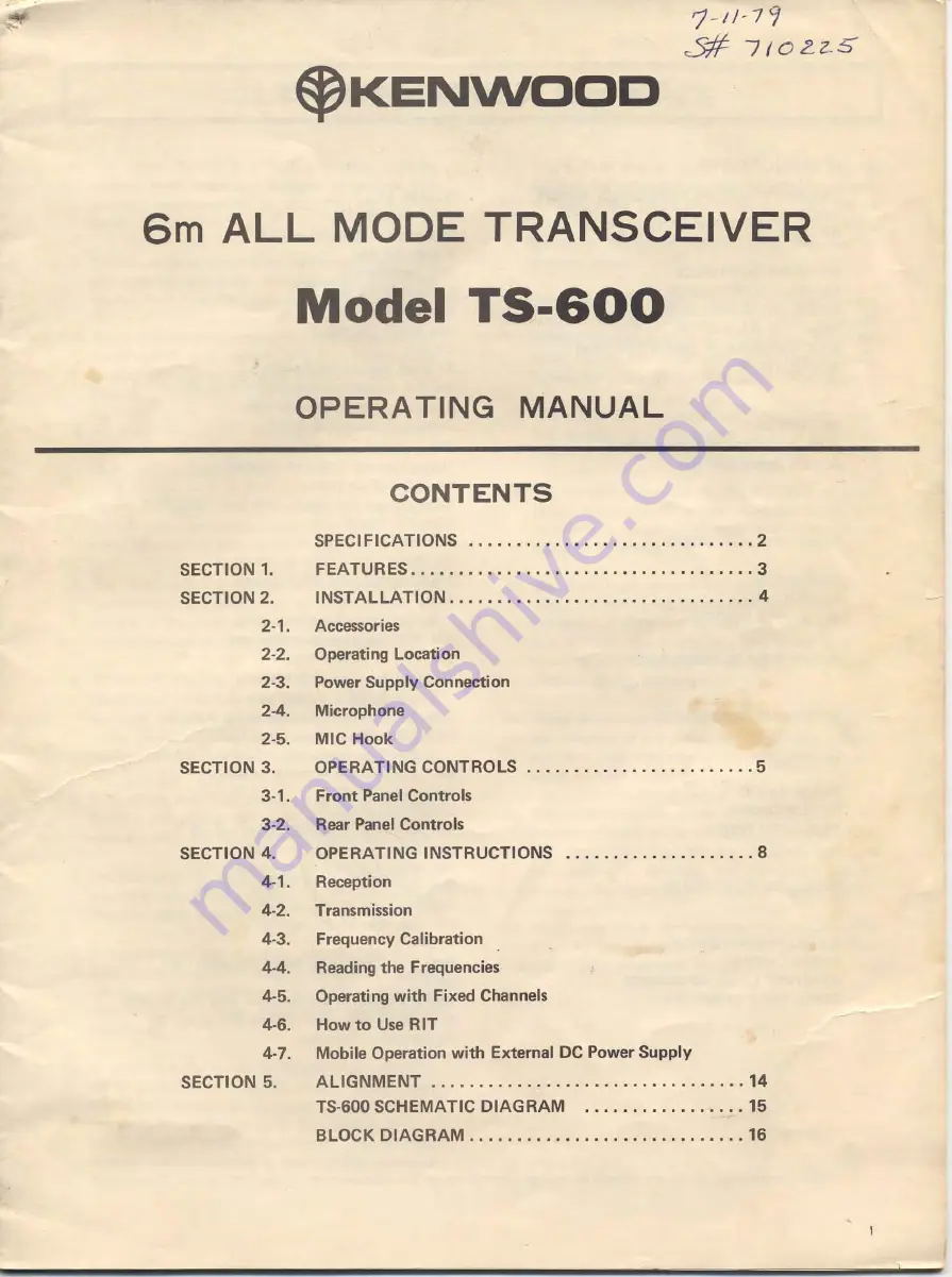 Pioneer TS-600 Operating Instructions Manual Download Page 1