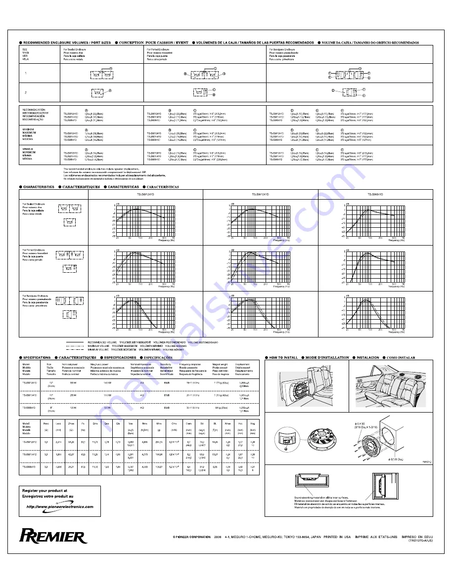 Pioneer TS-SW1241D - Premier Car Subwoofer Driver Manual Download Page 2