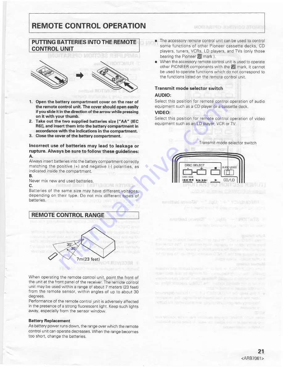 Pioneer VSX-455 Operating Instructions Manual Download Page 21