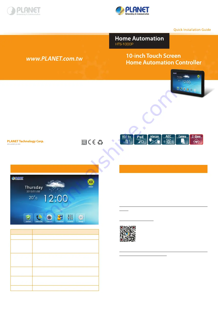 Planet Networking & Communication HTS-1000P Quick Installation Manual Download Page 6