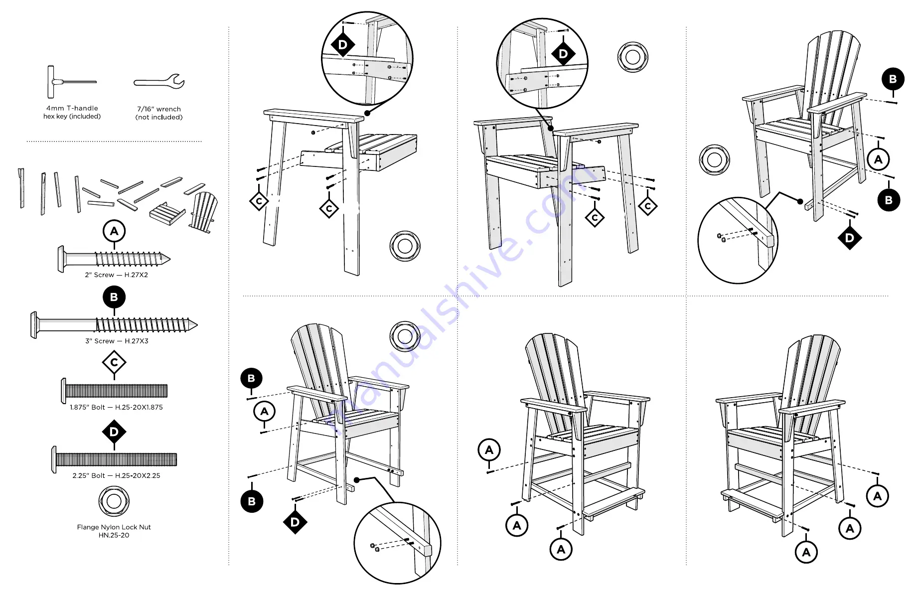 Polywood South Beach SBD24 Assembly Instructions Download Page 2