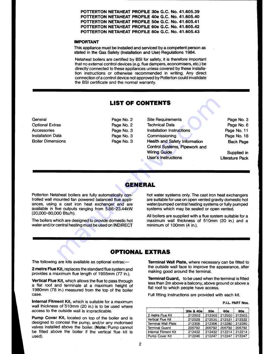 Potterton 50e Installation And Servicing Instructions Download Page 2