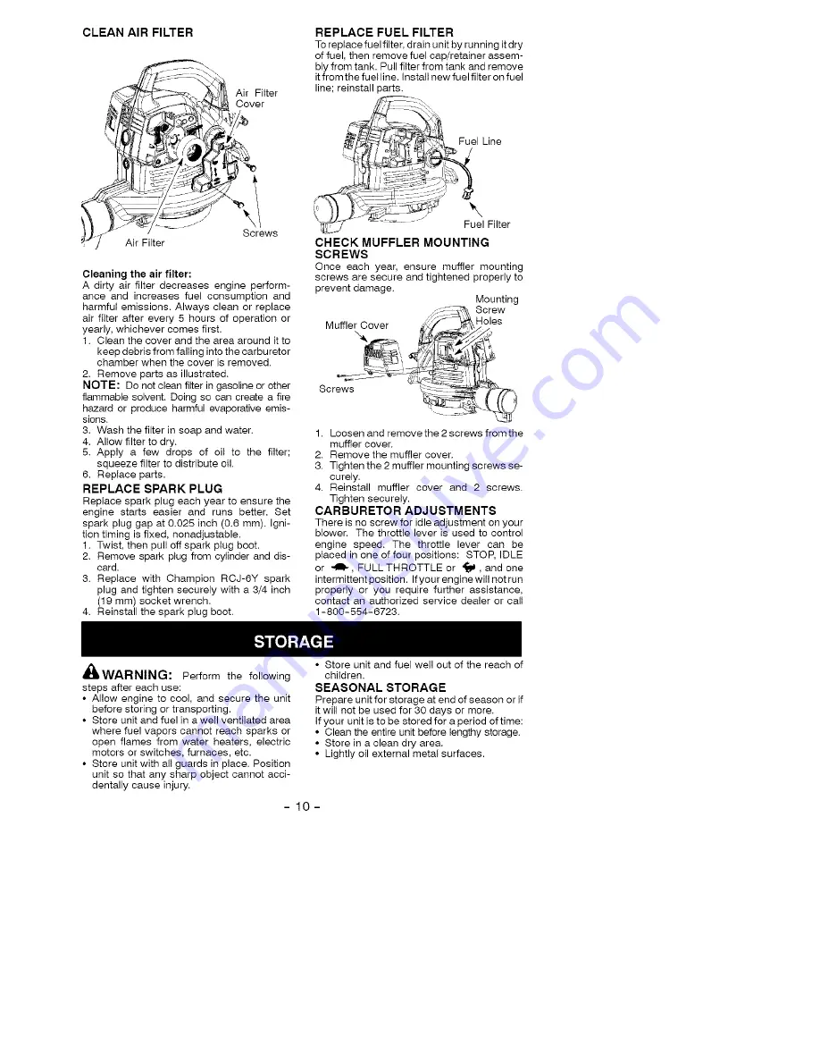 Poulan Pro PBV200 Instruction Manual Download Page 10