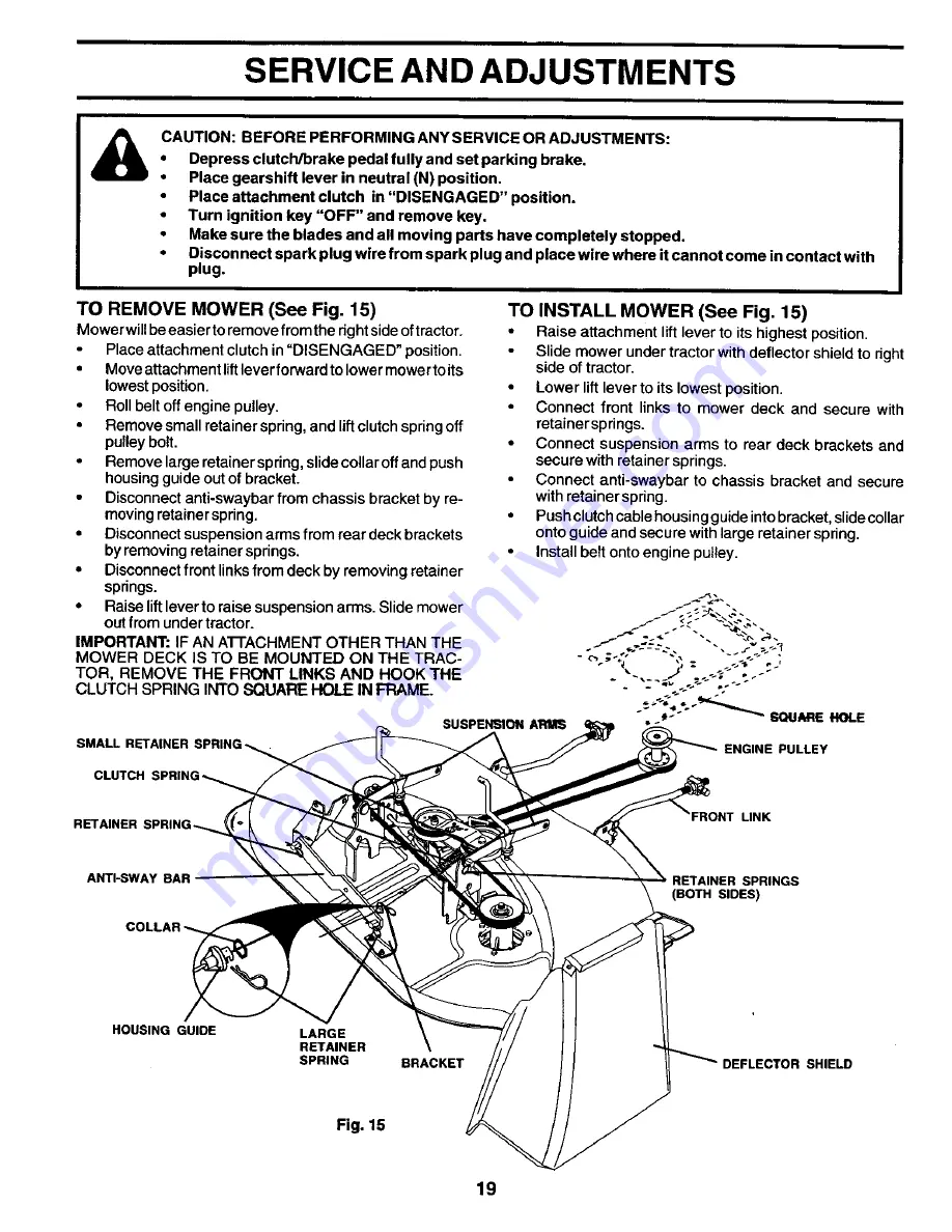 Poulan Pro PO1538A Owner'S Manual Download Page 19