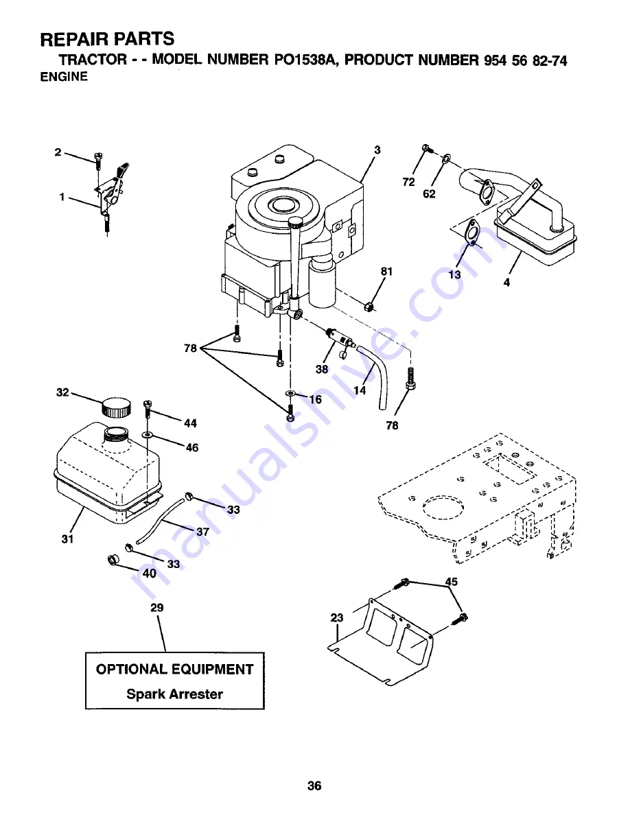 Poulan Pro PO1538A Owner'S Manual Download Page 36