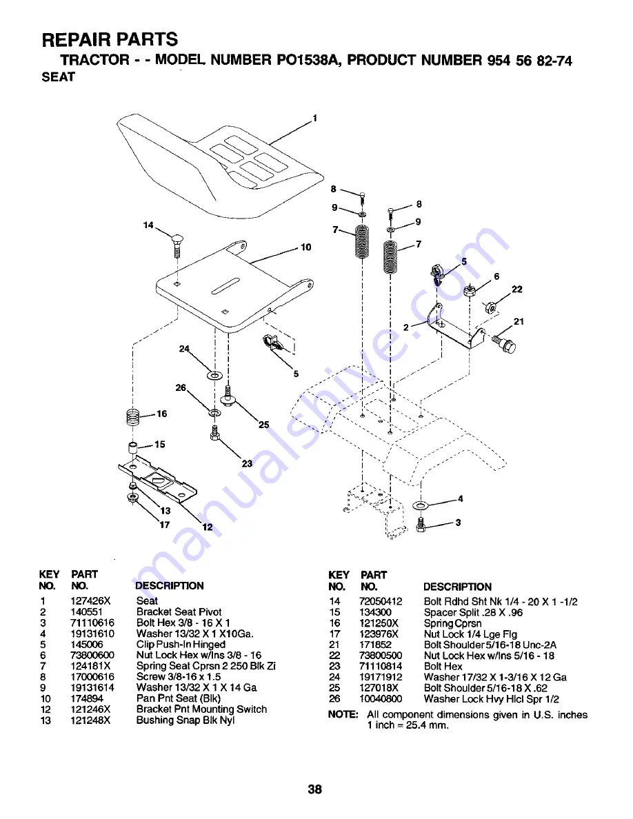 Poulan Pro PO1538A Owner'S Manual Download Page 38