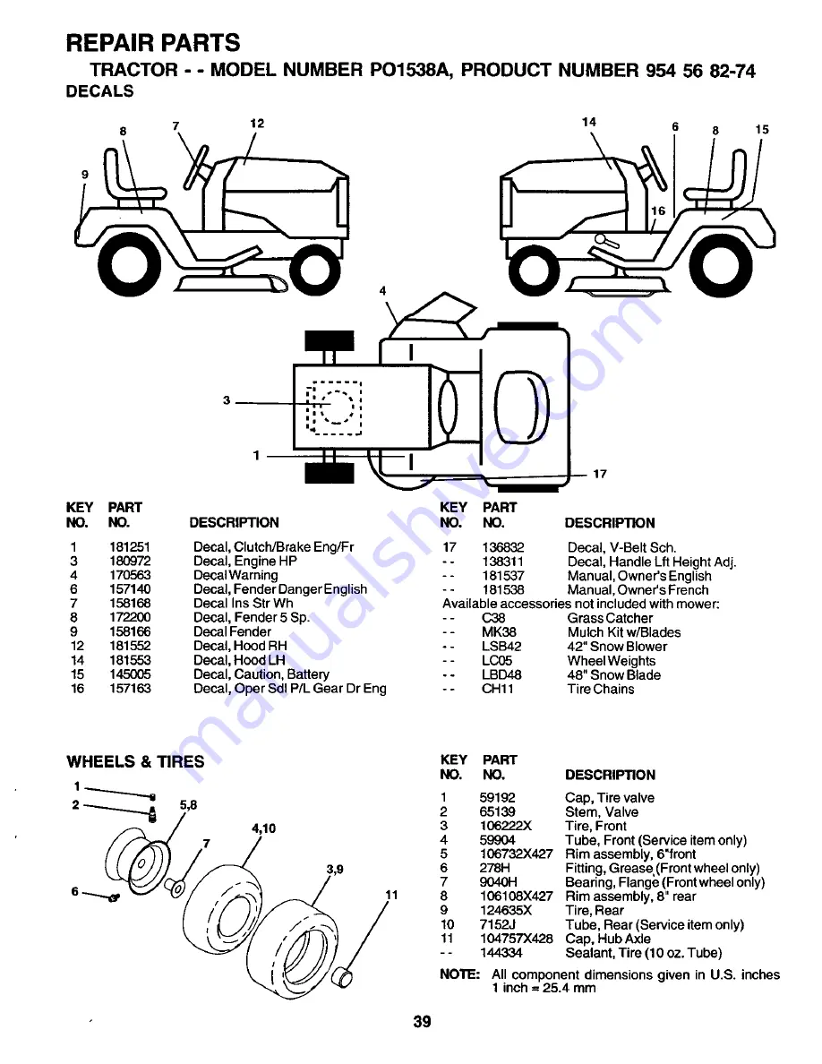 Poulan Pro PO1538A Owner'S Manual Download Page 39