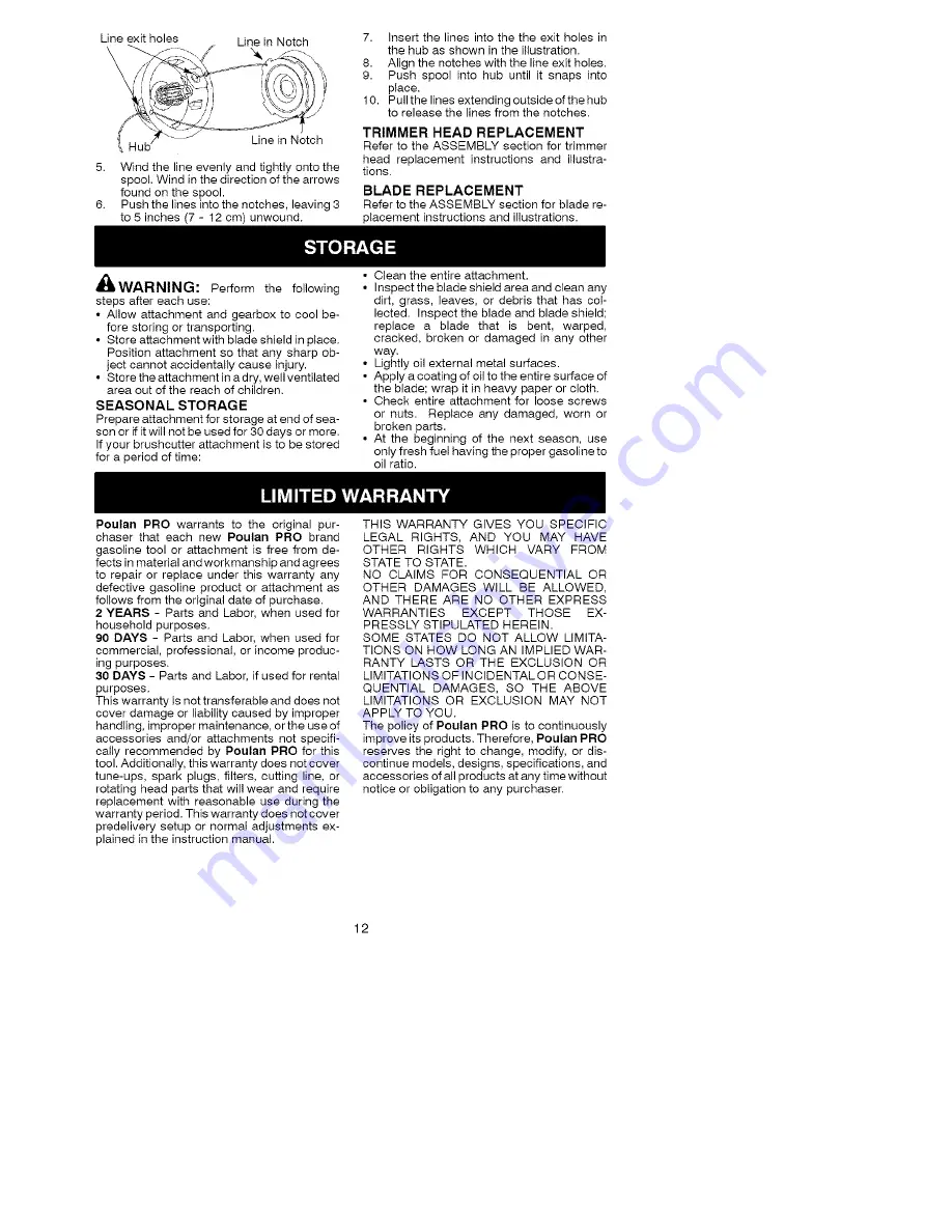 Poulan Pro PPB4000C Instruction Manual Download Page 12