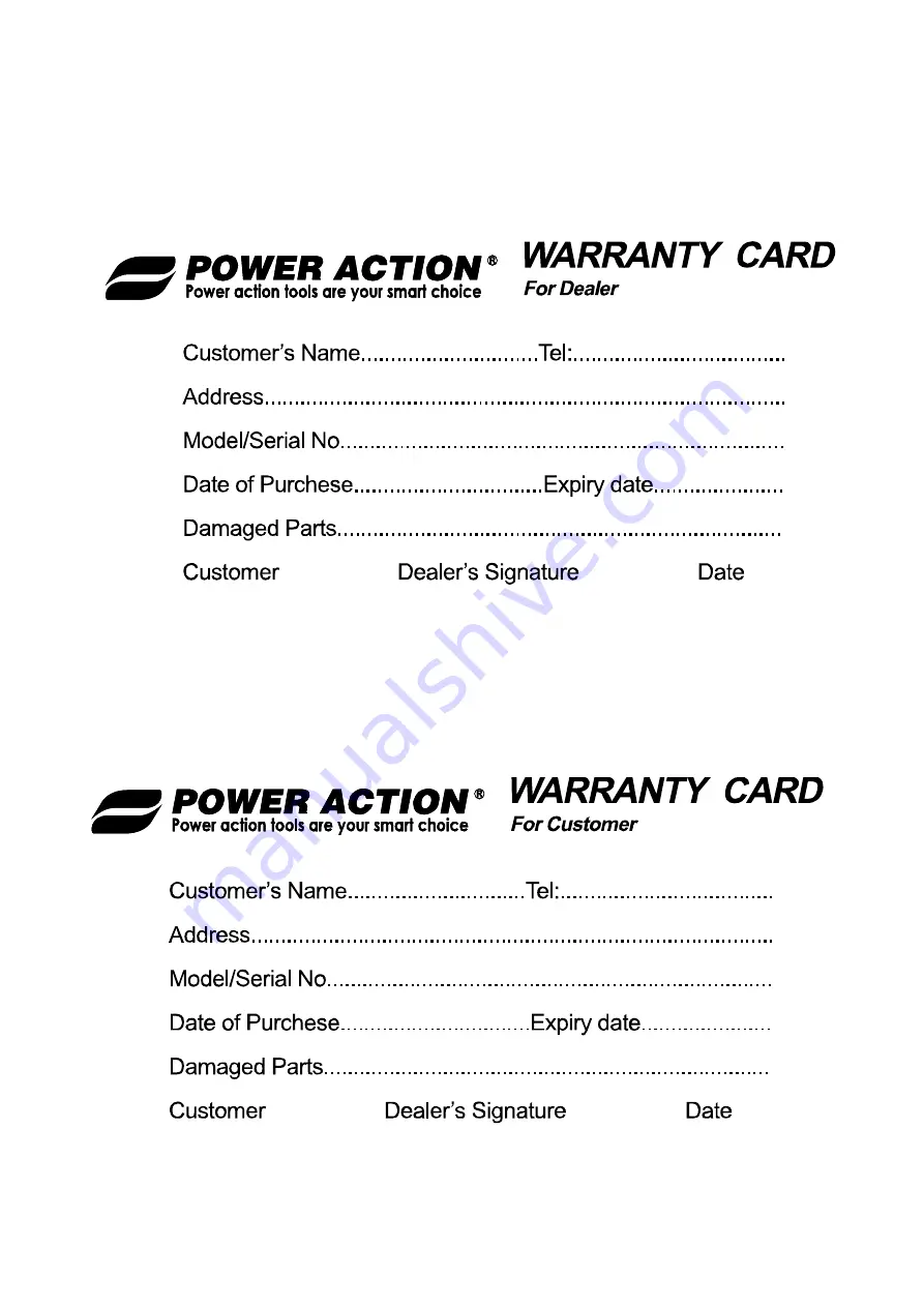 POWER ACTION HD500B Manual Download Page 10