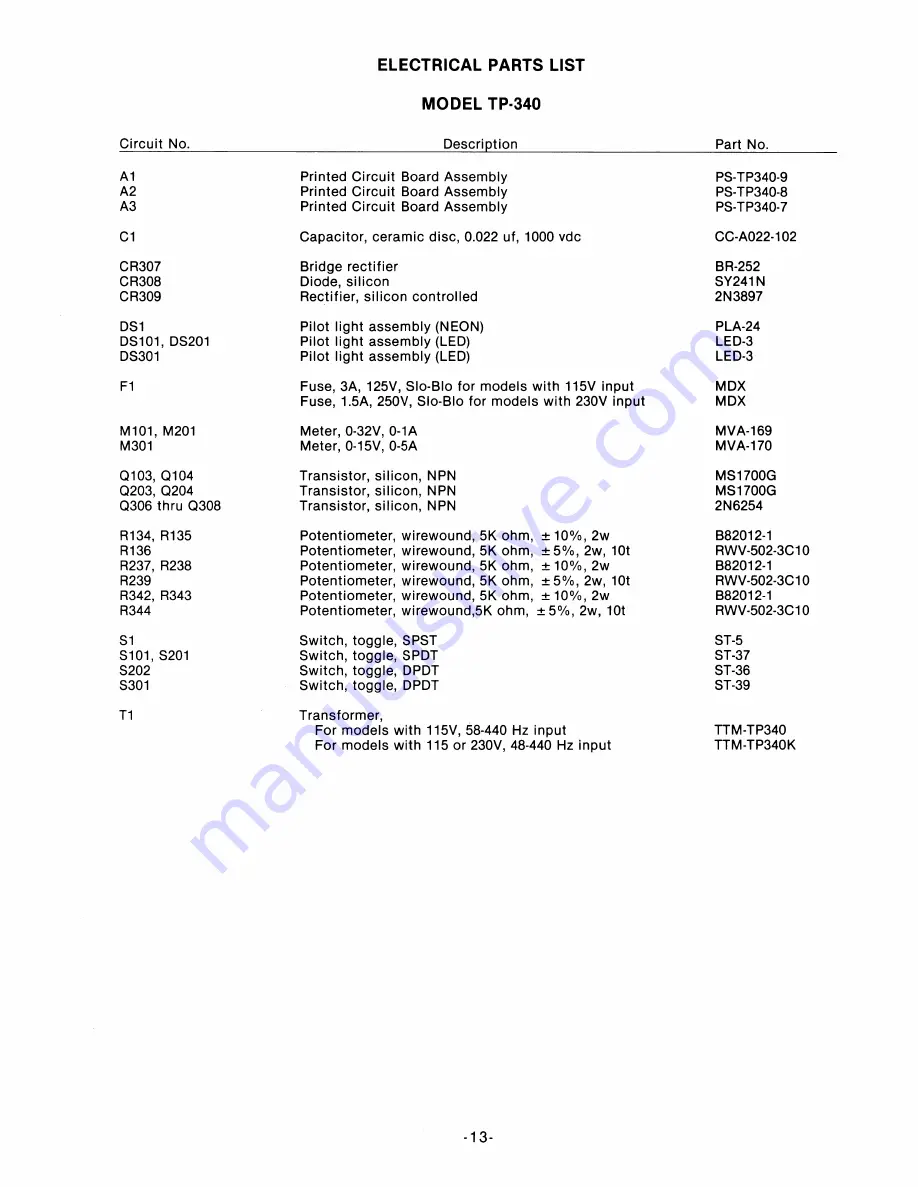 POWER DESIGNS TP340 Instruction Manual Download Page 15