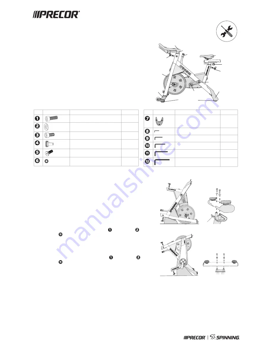 Precor SPINNER RIDE Assembly Manual Download Page 1