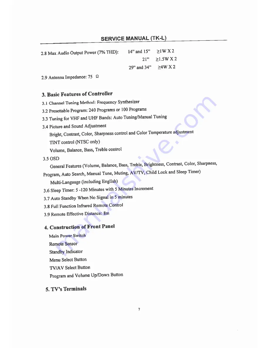 Premier CTV-2642SR Service Manual Download Page 7