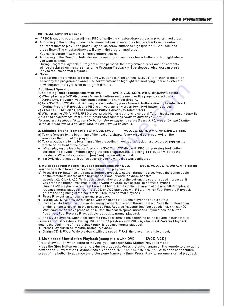 Premier SX-2558DU Instruction Manual Download Page 14