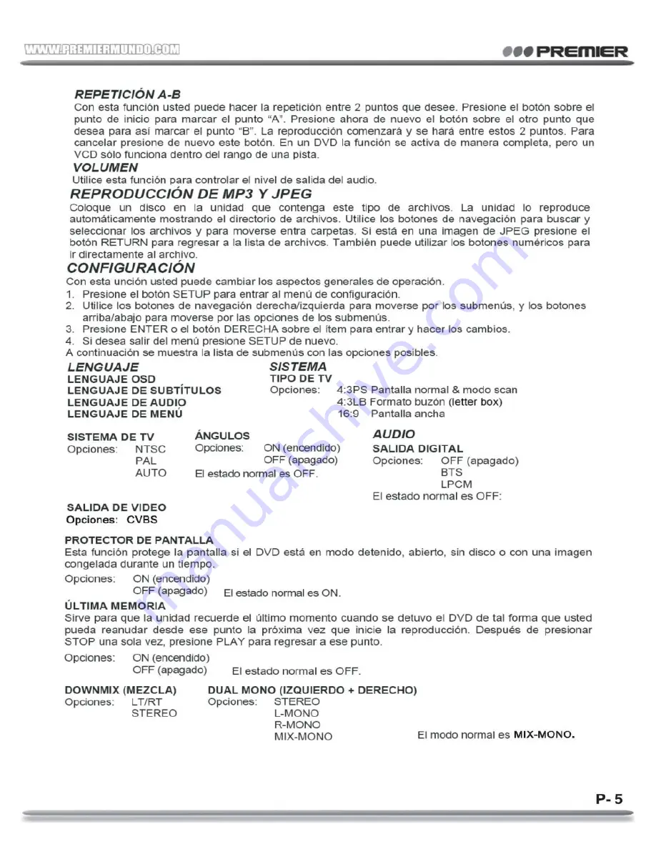 Premier SX-4248DU Instruction Manual Download Page 6