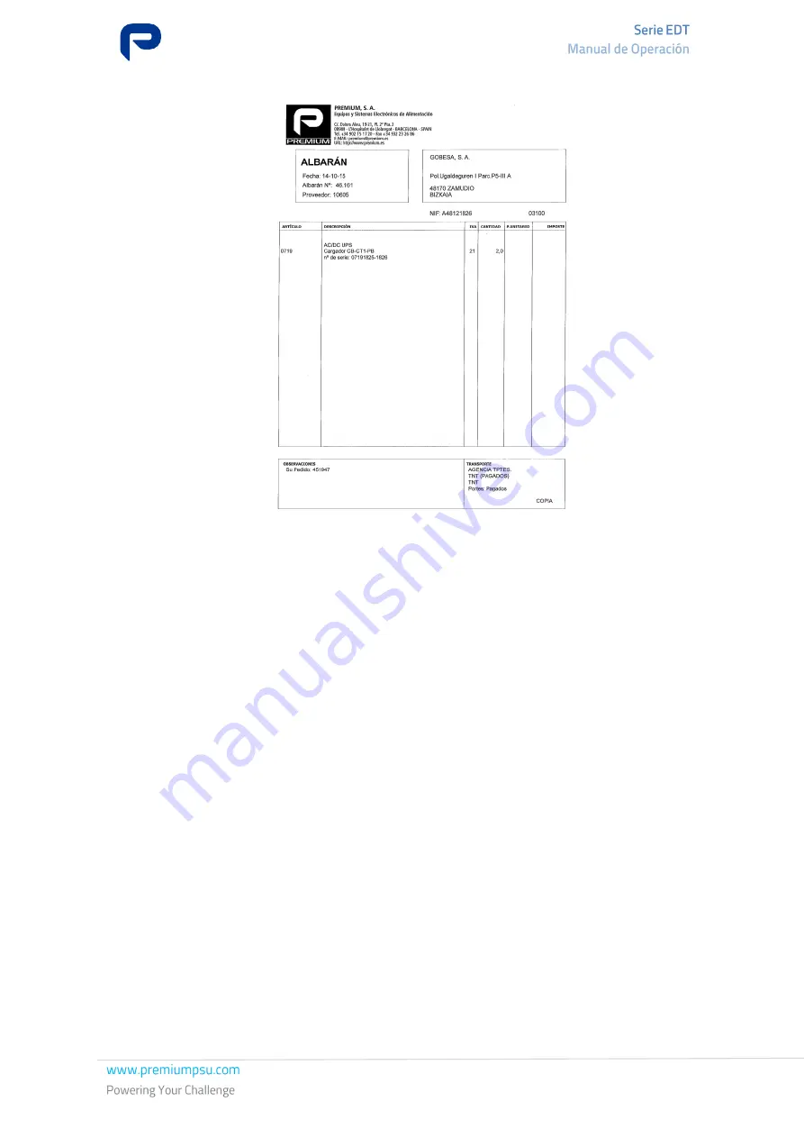 Premium EDT-150-5191 Operation Manual Download Page 54