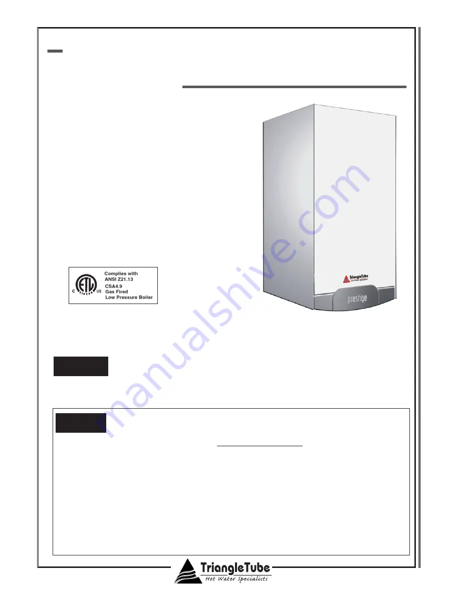 Prestige Solo 175 Installation And Maintenance Manual Download Page 1