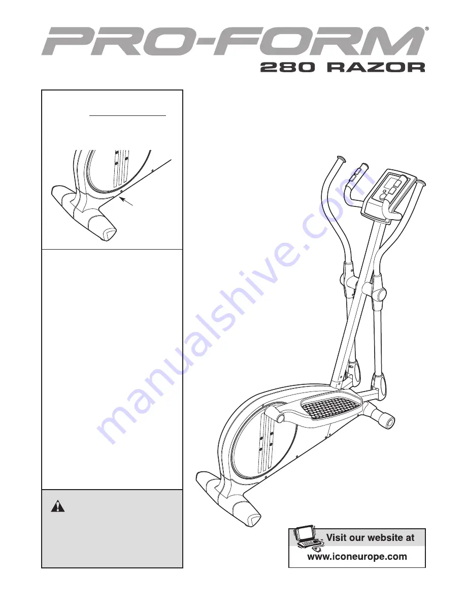 Pro-Form 280 RAZOR PFEVEL73008.0 Скачать руководство пользователя страница 1