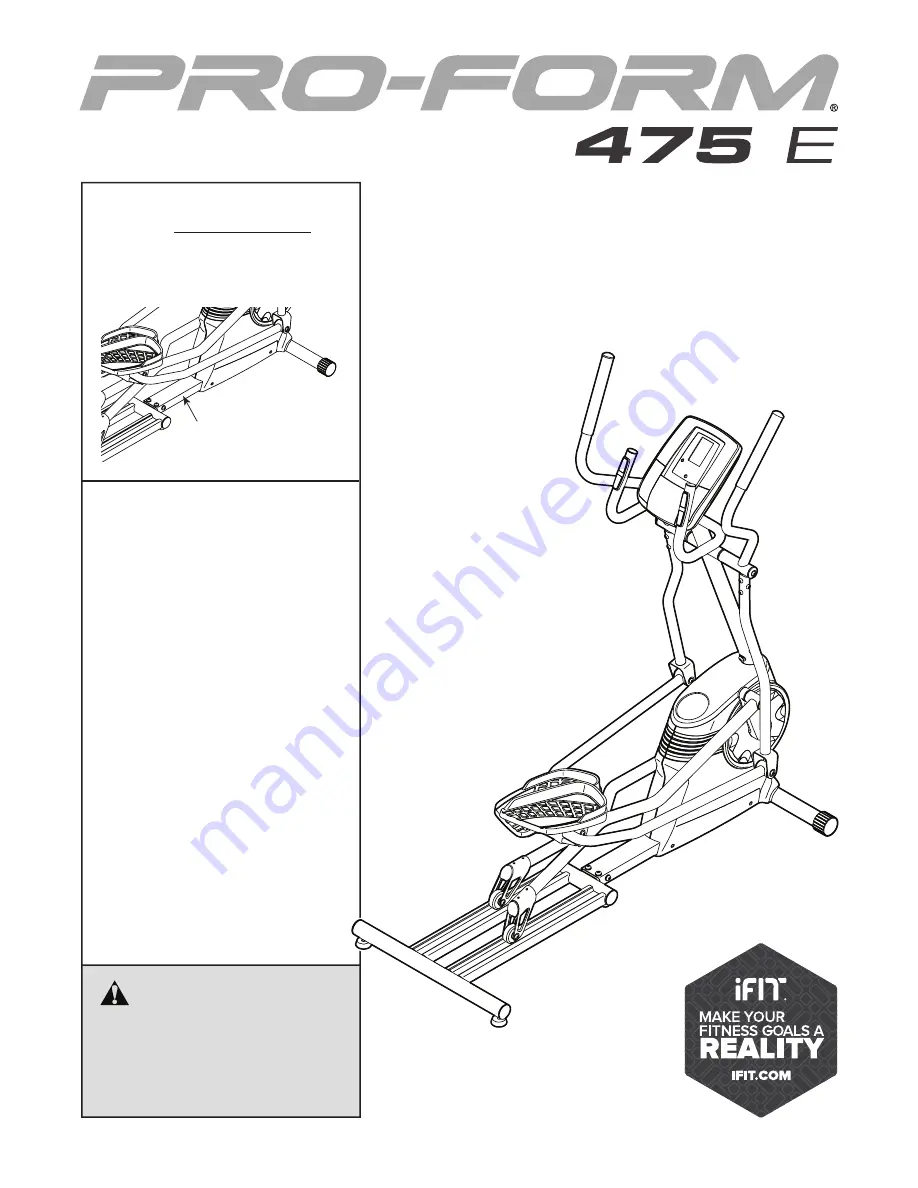 Pro-Form 475 E Manual Download Page 1