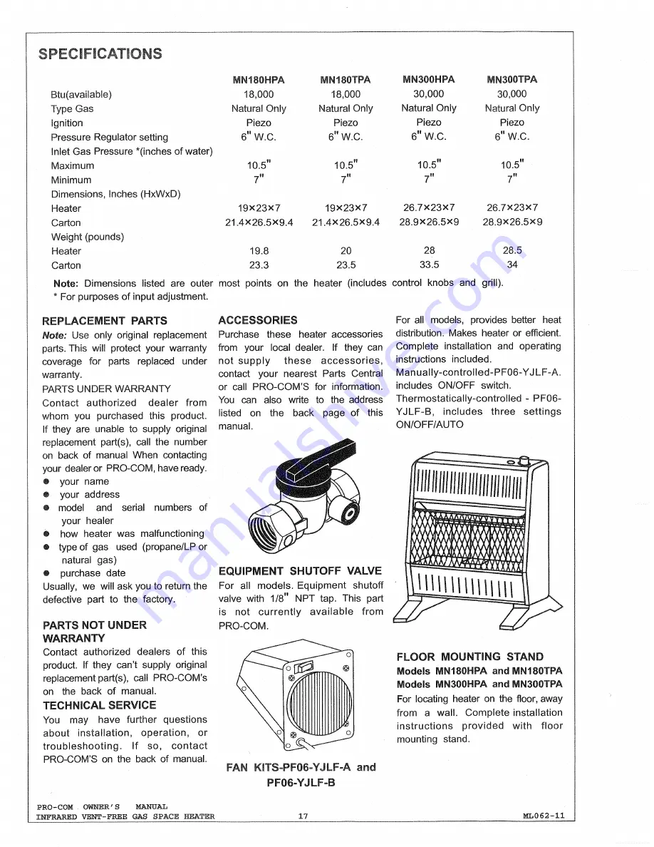 Procom MN180HPA Owner'S Operation & Installation Manual Download Page 18