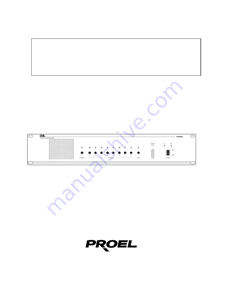 PROEL DIGI8 Instruction Manual Download Page 1