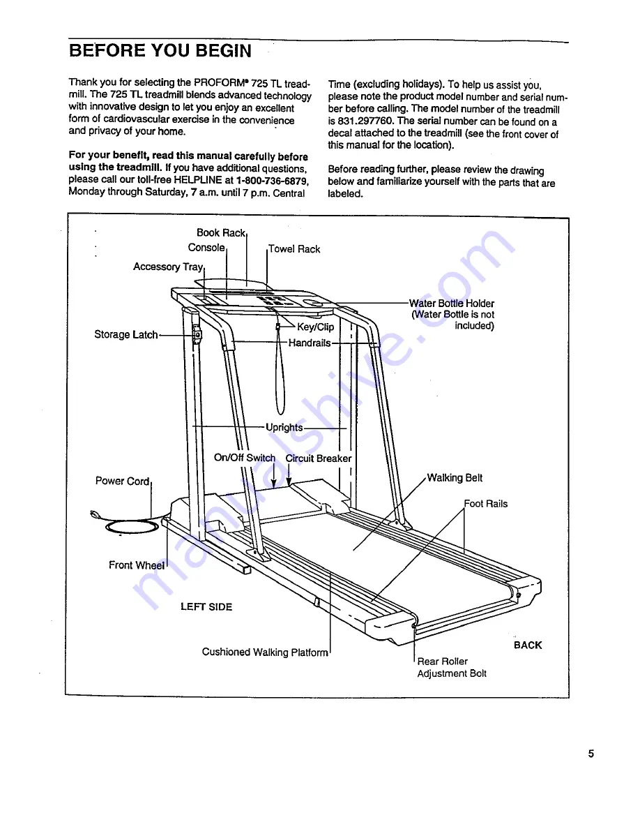 ProForm 725tl Скачать руководство пользователя страница 5