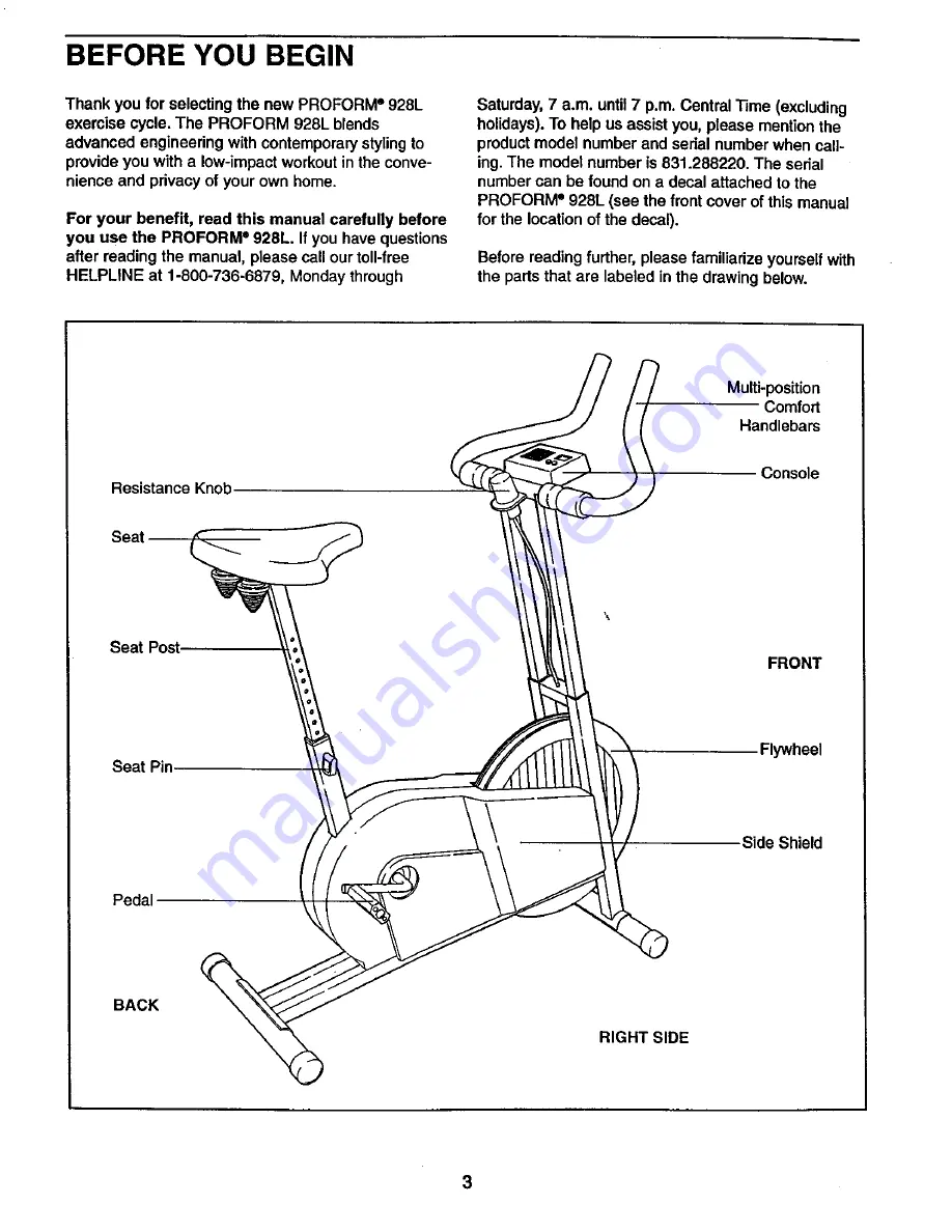 ProForm 831.28822 User Manual Download Page 3