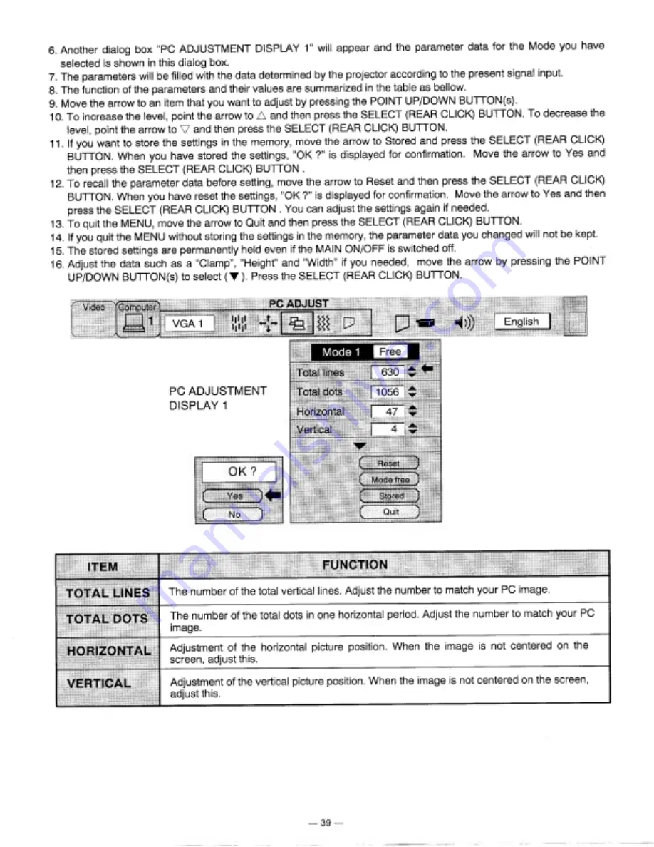 Proxima Desktop Projector 9200 User Manual Download Page 39