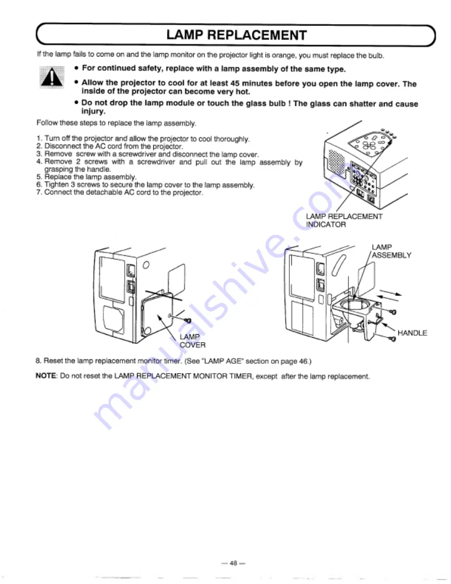 Proxima Desktop Projector 9200 User Manual Download Page 48