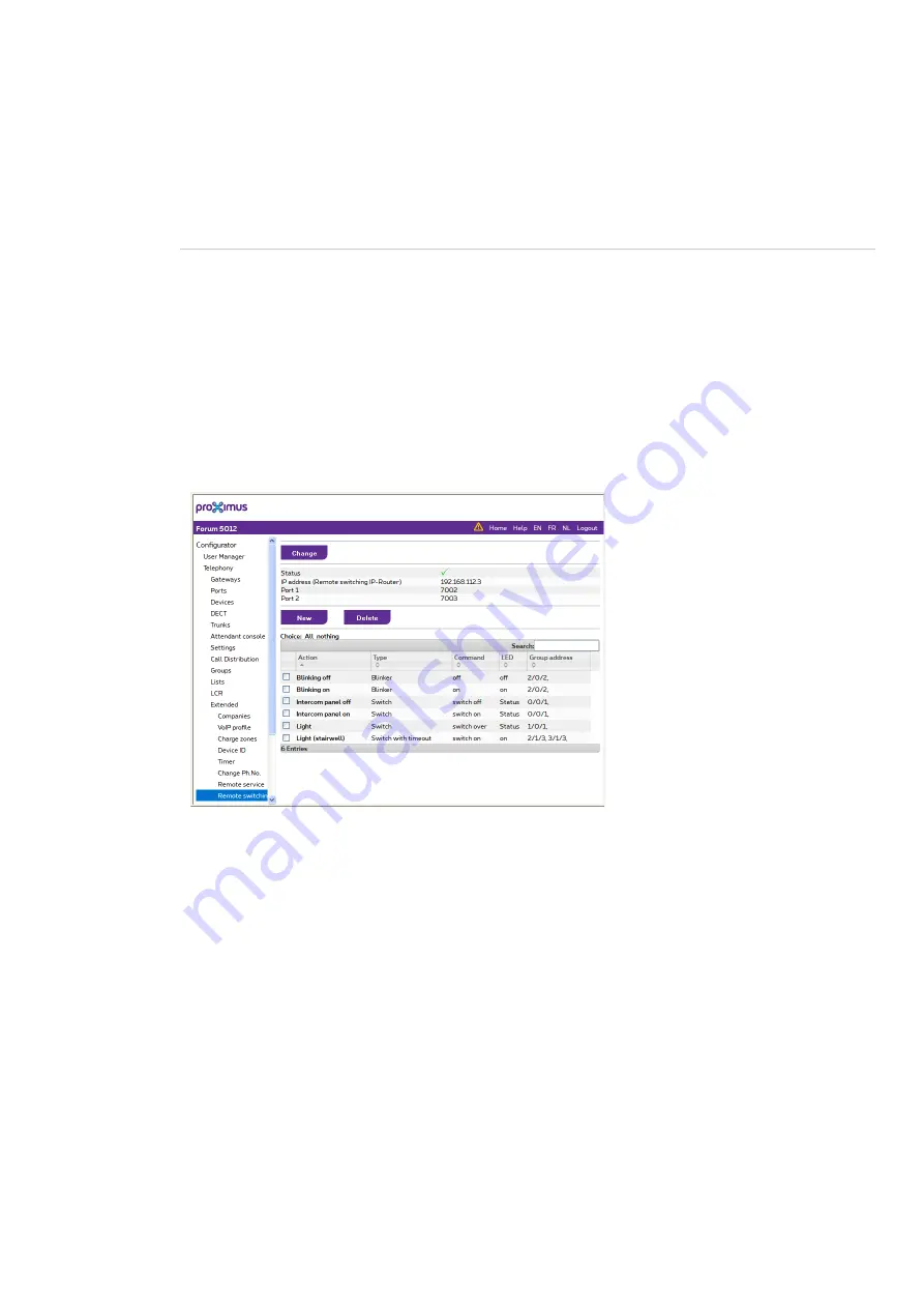 Proximus forum 523 Mounting And Commissioning Manual Download Page 188