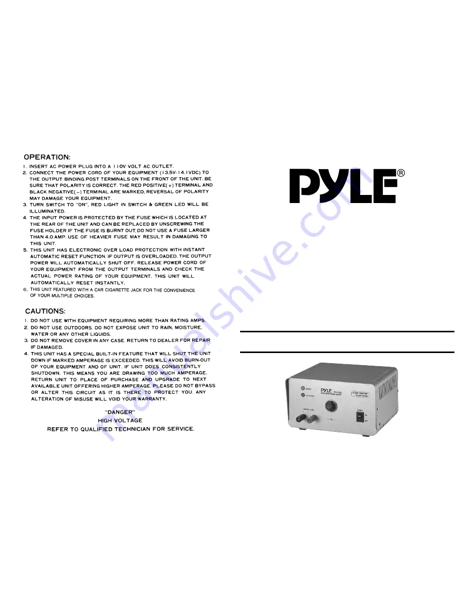 Pyle PSL152X Instruction Manual Download Page 1