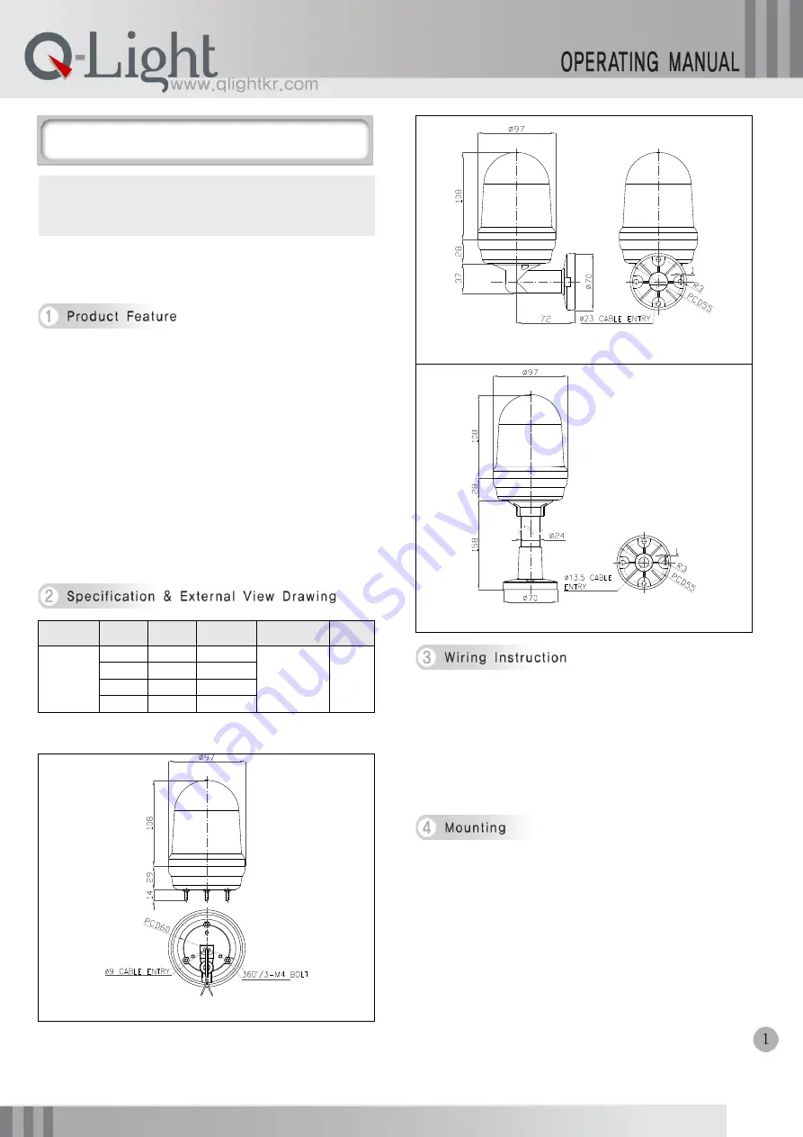 Q-Light Q100L Operating Manual Download Page 1