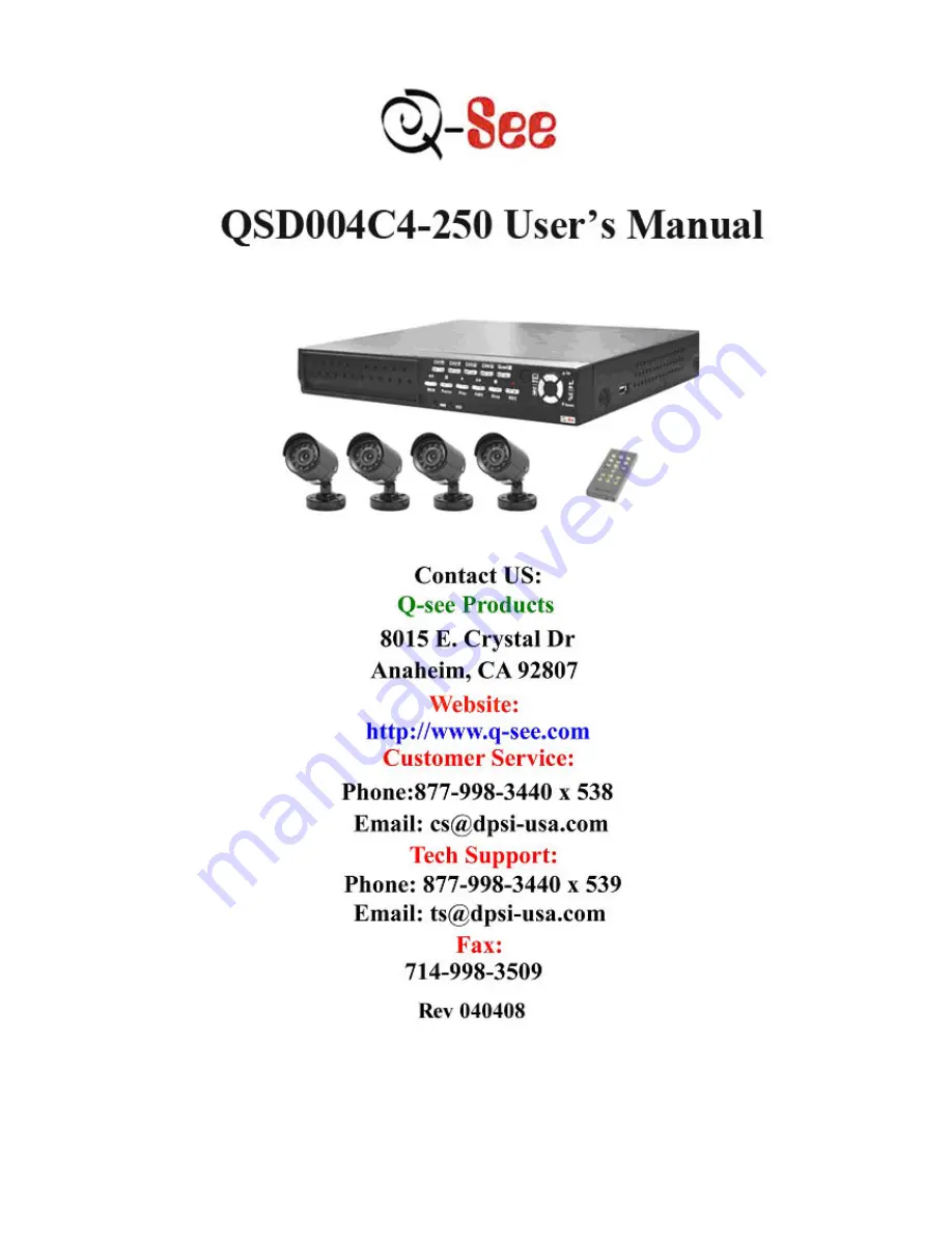 Q-See QSD004C4-250 Скачать руководство пользователя страница 1