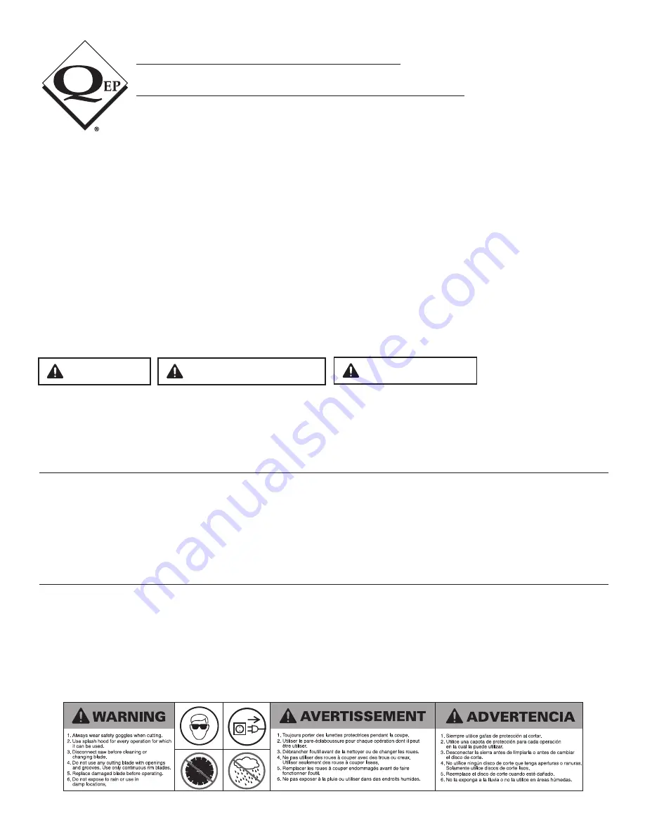 QEP 830Z Owner'S Manual Download Page 2