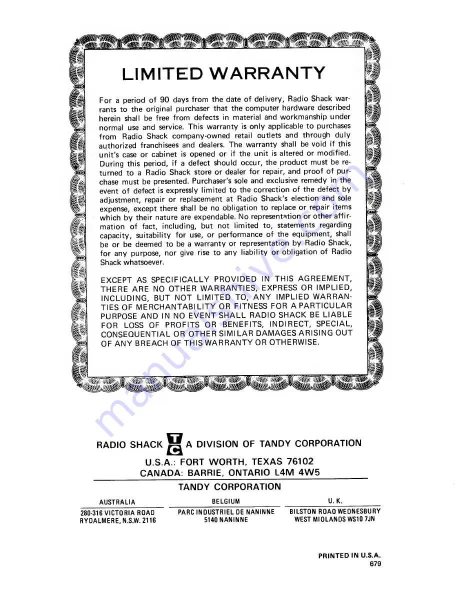 Radio Shack VoxBox TRS-80 Hardware Manual Download Page 36