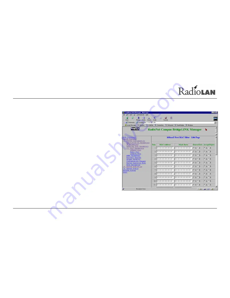 RadioLAN Campus BridgeLINK Скачать руководство пользователя страница 67