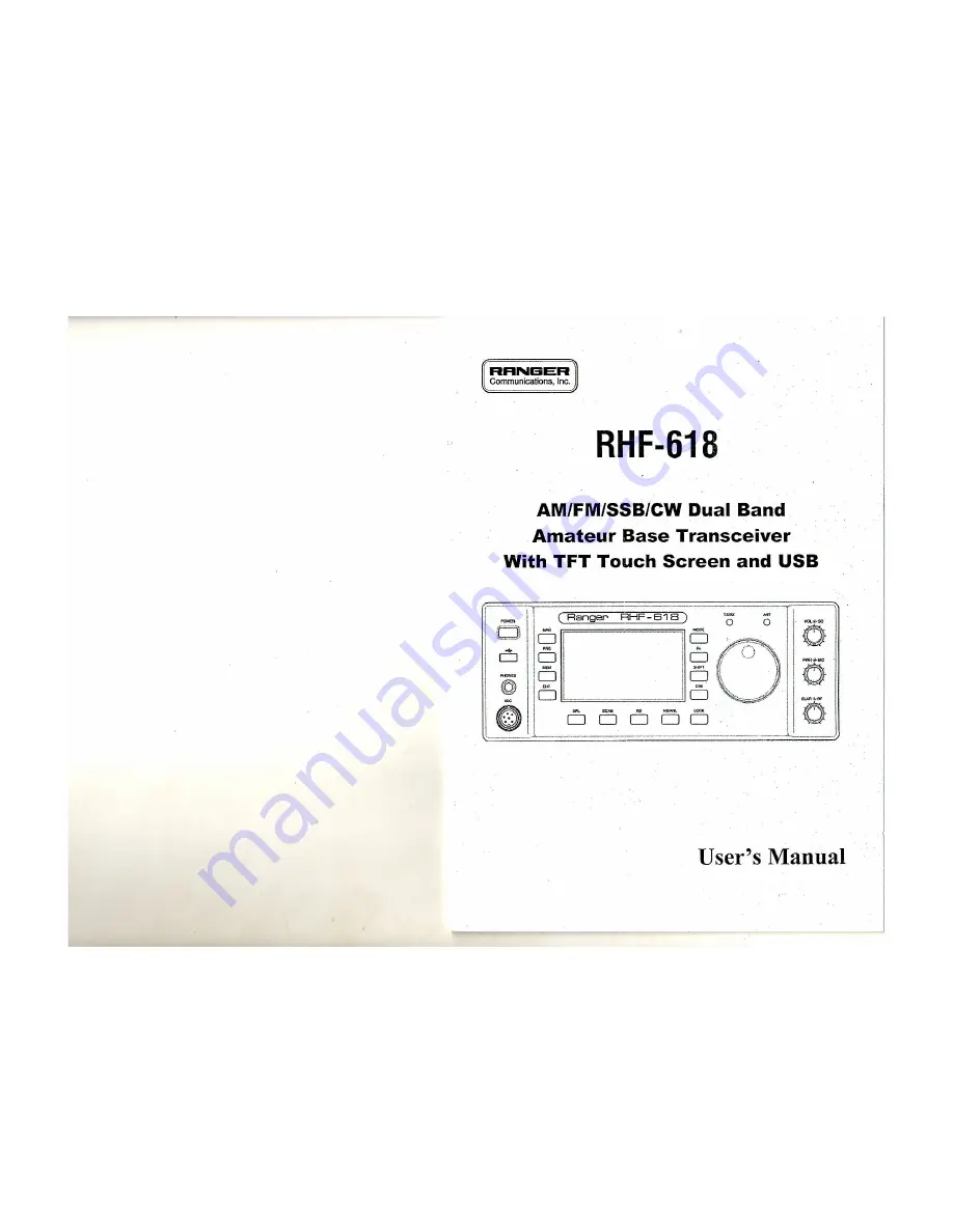 Ranger Communications RHF-618 User Manual Download Page 1