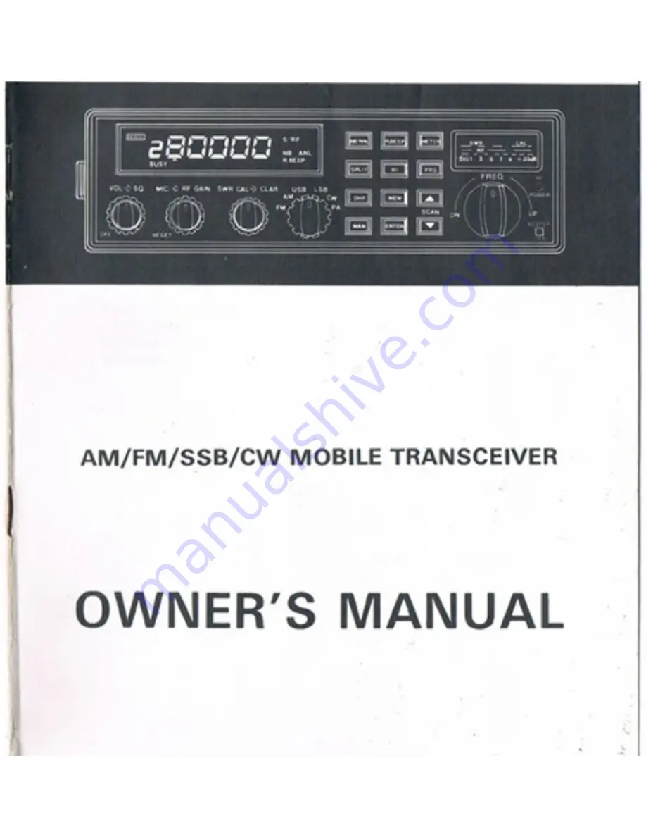 Ranger RCI-2900 Owner'S Manual Download Page 1