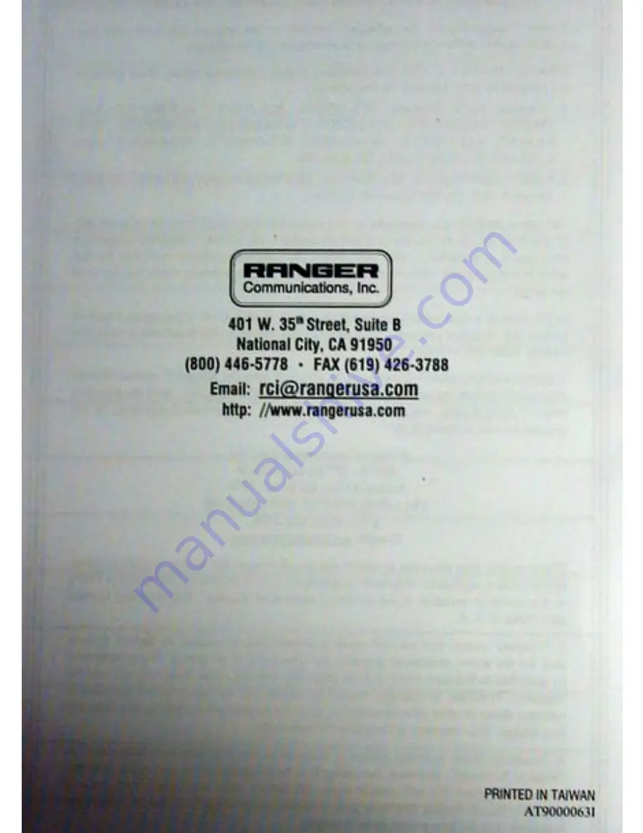 Ranger RCI-6900F150 Owner'S Manual Download Page 13