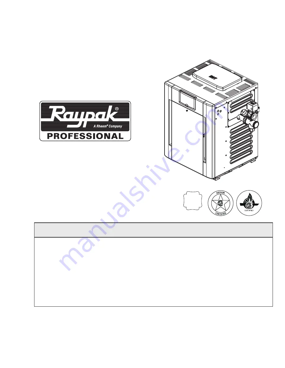 Raypak 268A Installation And Operation Manual Download Page 1